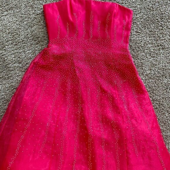 Strapless & Back Cut-out Beaded Organza Party Dress - Picture 12 of 15